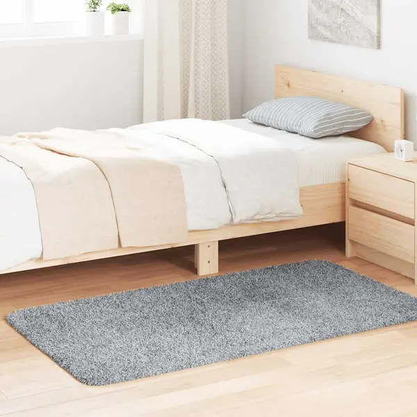 Gossi covor shaggy cu gradini mari, gri argintiu 80x150 cm poliester