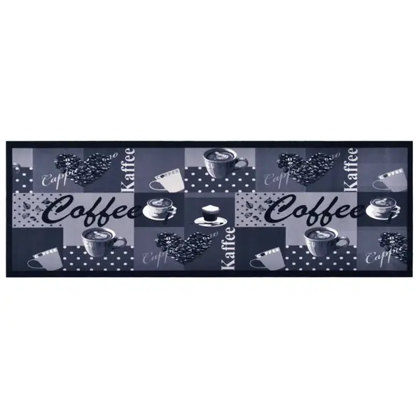 Gossi covoras bucatarie, lavabil, albastru, 45x150 cm, model cafea