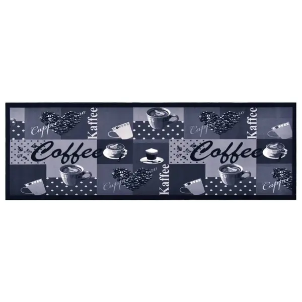 Gossi covoras de bucatarie lavabil, albastru, model cafea, 60x180 cm