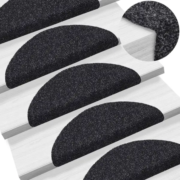 Gossi covorase autocolante de scari, 15 buc, 56x17x3 cm, negru
