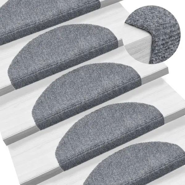 Gossi covorase autocolante scari, 15 buc, 65 x 21 x 4 cm, gri deschis