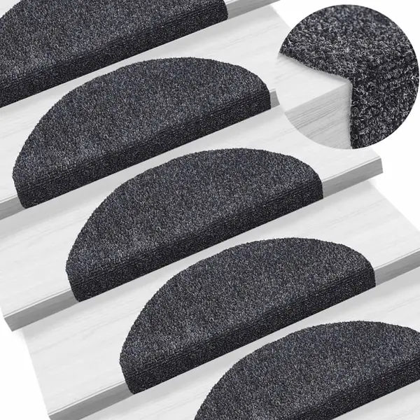 Gossi covorase autocolante scari, 15 buc, 65 x 21 x 4 cm, gri inchis