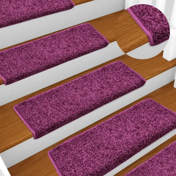 Gossi covorase de trepte de scara, 15 buc., violet, 65x21x4 cm
