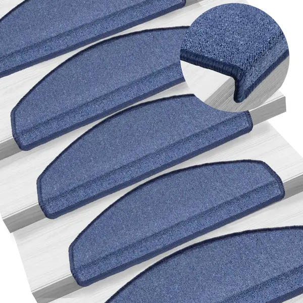 Gossi covorase pentru trepte scara, 15 buc., albastru, 65x24x4 cm
