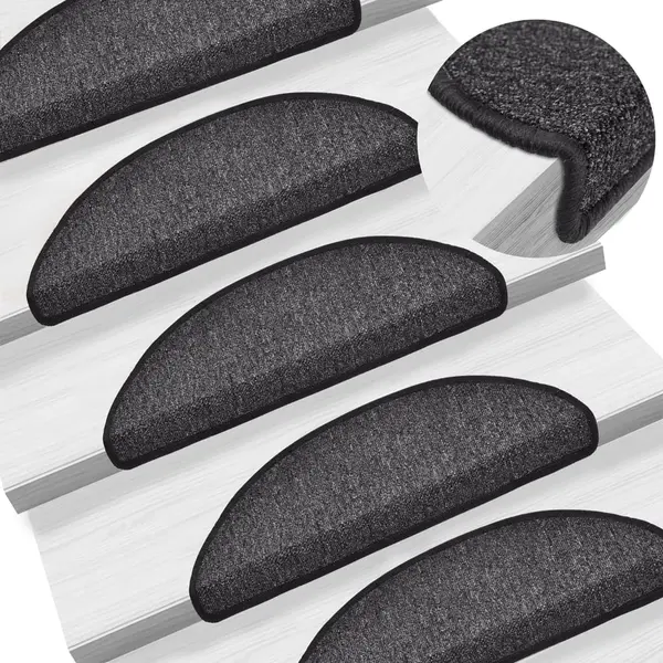 Gossi covorase pentru trepte scara, 15 buc., antracit, 56x17x3 cm