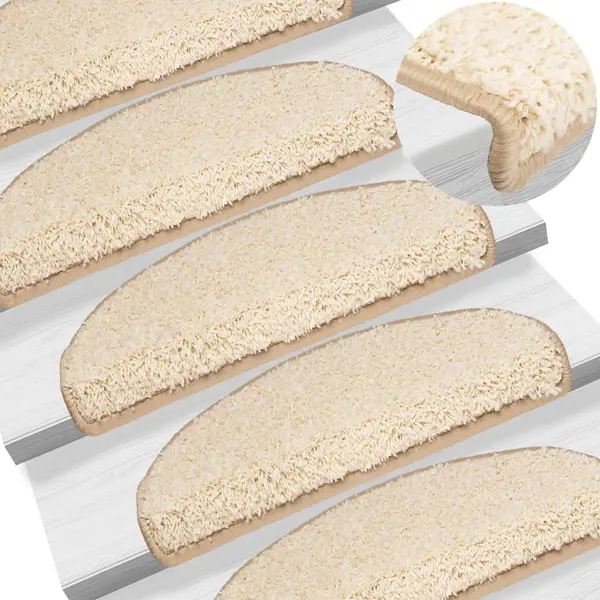 Gossi covorase pentru trepte scara, 15 buc., crem, 65x21x4 cm