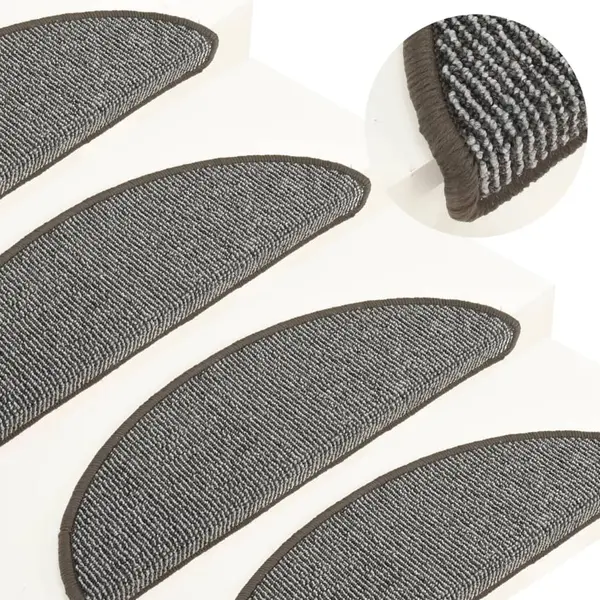 Gossi covorase pentru trepte scara, 15 buc., gri, 56x17x3 cm