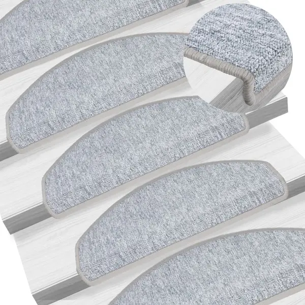 Gossi covorase pentru trepte scara, 15 buc., gri deschis, 65x24x4 cm