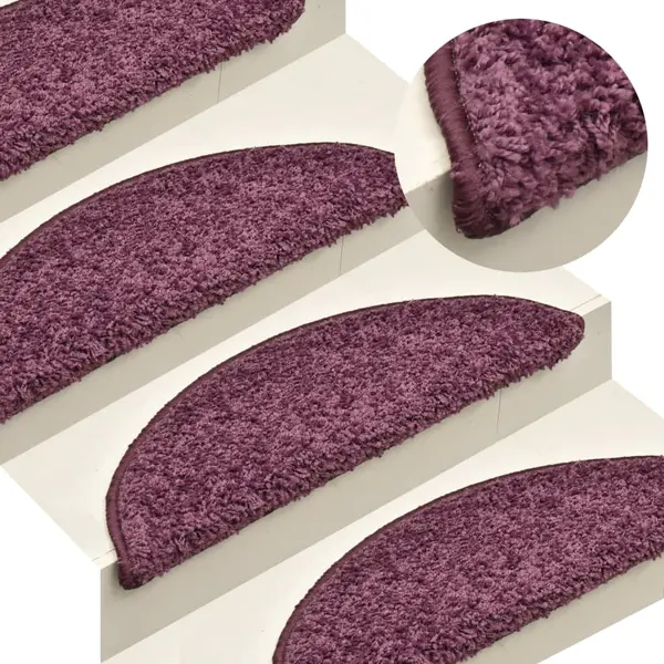 Gossi covorase pentru trepte scara, 15 buc. violet inchis, 56x17x3 cm