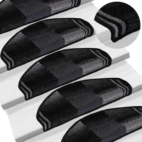 Gossi covorase scari, 5 buc., negru si gri, 65x21x4 cm, autoadeziv