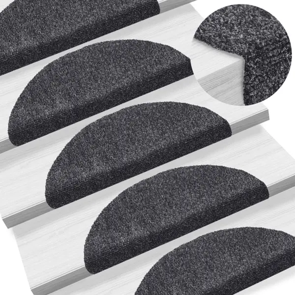 Gossi covorase scari autoadezive 10 buc. gri inchis 56x17x3 cm punch