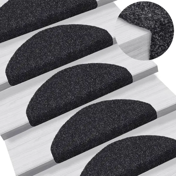 Gossi covorase scari autoadezive, 10 buc., negru, 65x21x4 cm, punch