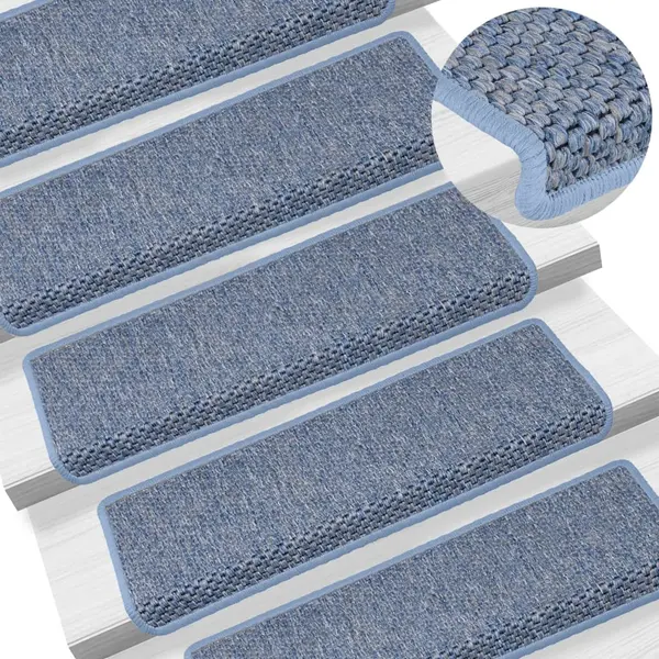 Gossi covorase scari autoadezive, 15 buc. albastru 65x21x4 cm, sisal