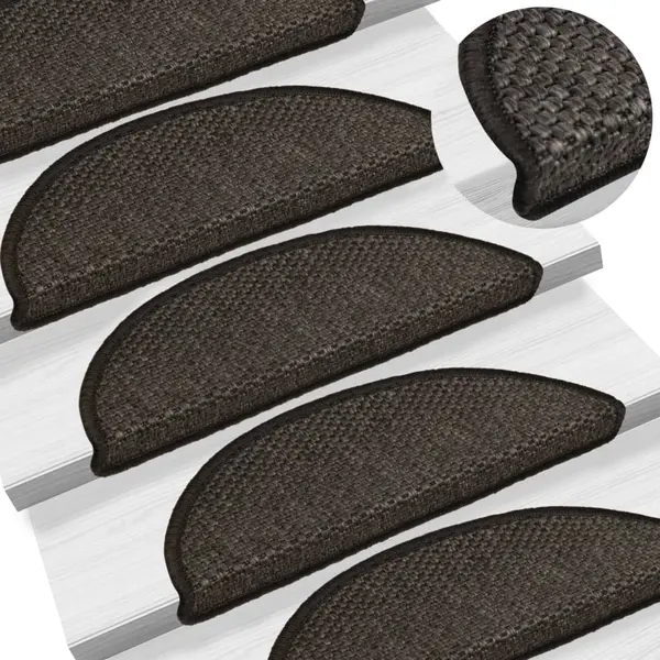 Gossi covorase scari autoadezive 15 buc antracit 56x17x3 aspect sisal
