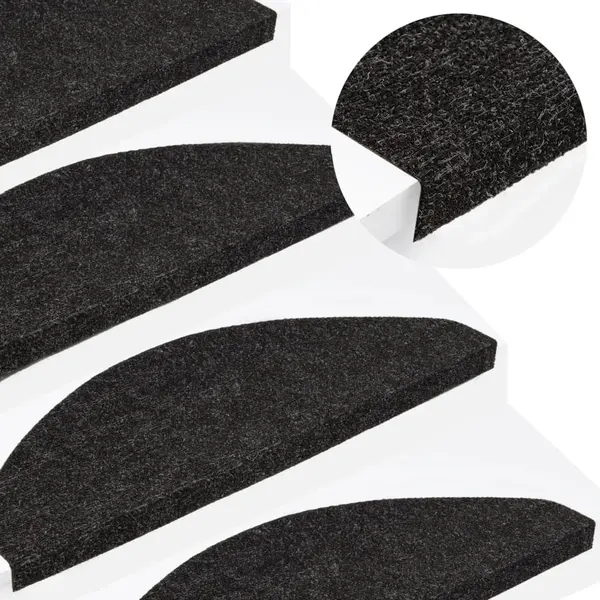 Gossi covorase scari autoadezive, 15 buc., antracit, 65x22,5x3,5 cm