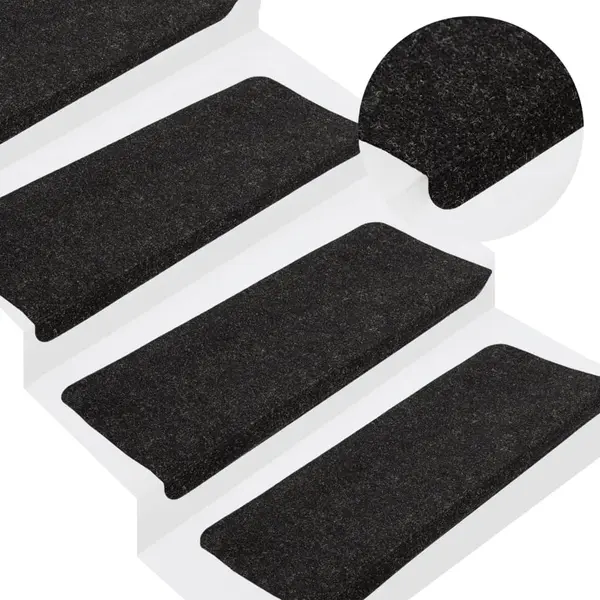 Gossi covorase scari autoadezive, 15 buc., antracit, 65x24,5x3,5 cm