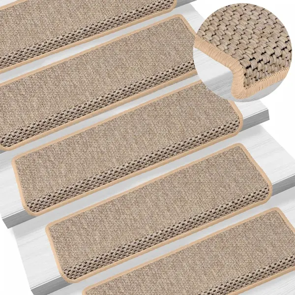 Gossi covorase scari autoadezive 15 buc. bej deschis 65x21x4 cm sisal