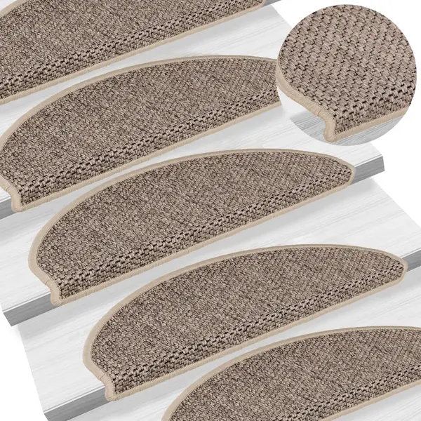 Gossi covorase scari autoadezive, 15 buc. bej inchis, 65x21x4cm sisal