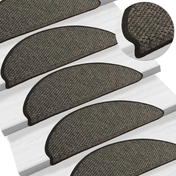 Gossi covorase scari autoadezive, 15 buc. gri 65x21x4cm, aspect sisal