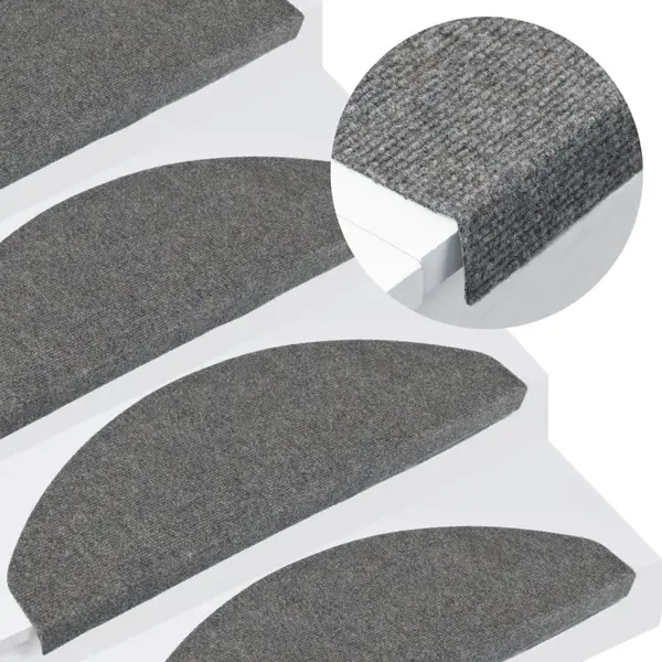 Gossi covorase scari autoadezive, 15 buc., gri, 65x22,5x3,5 cm
