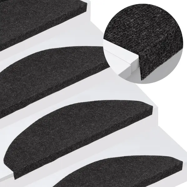 Gossi covorase scari autoadezive, 15 buc.,negru, 65x22,5x3,5 cm