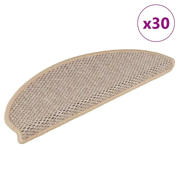 Gossi covorase scari autoadezive 30 buc. bej deschis 65x21x4 cm sisal