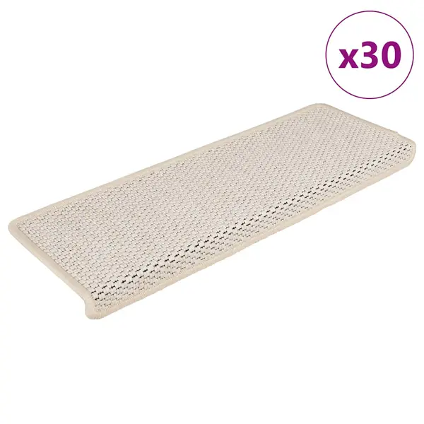 Gossi covorase scari autoadezive, 30 buc., crem, 65x21x4 cm, sisal