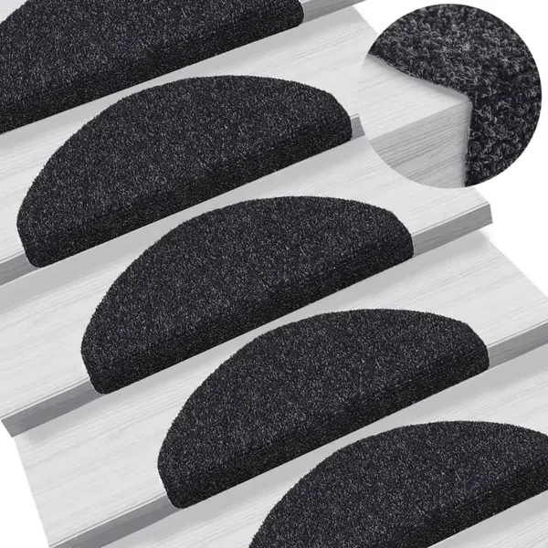 Gossi covorase scari autoadezive, 5 buc., negru, 65x21x4 cm, punch