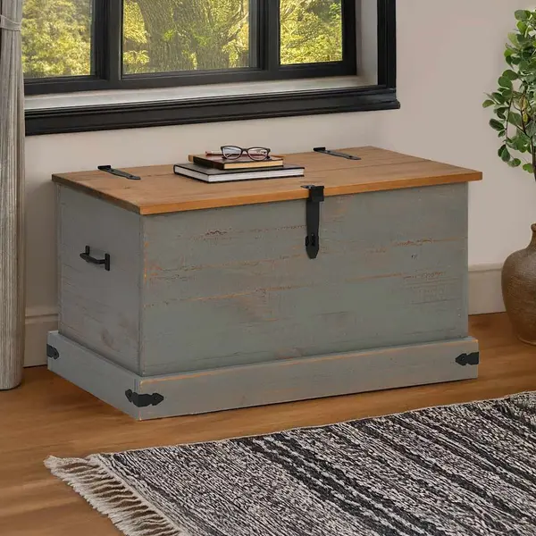 Gossi cufa de depozitare halden gri 91x48x47 cm lemn masiv de pin