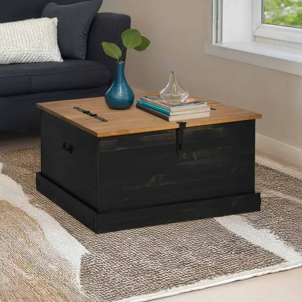 Gossi cufa de depozitare halden negru 91x91x47 cm lemn masiv de pin