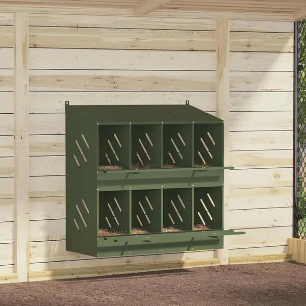 Gossi cuiba pentru pui cu 8 compartimente, metal verde masline