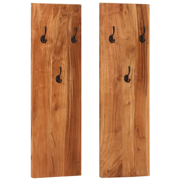 Gossi cuier de haine de perete 2 buc. 36x3x110 cm, lemn masiv acacia