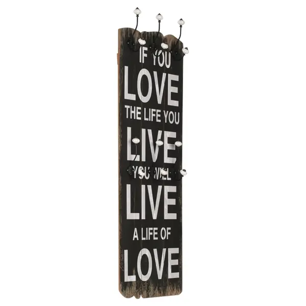 Gossi cuier de perete cu 6 carlige, 120 x 40 cm, love life