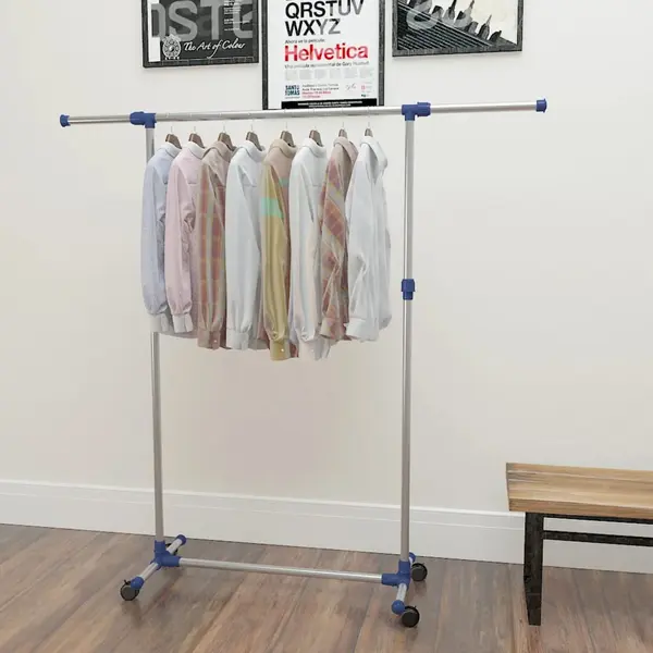 Gossi cuier haine reglabil, argintiu, 165x44x150 cm, otel inoxidabil