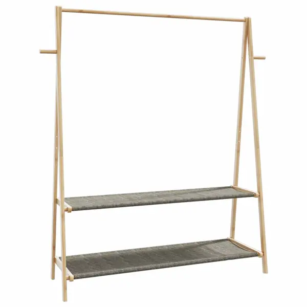 Gossi cuier pentru haine cu rafturi, 132x45,5x150,5 cm, bambus
