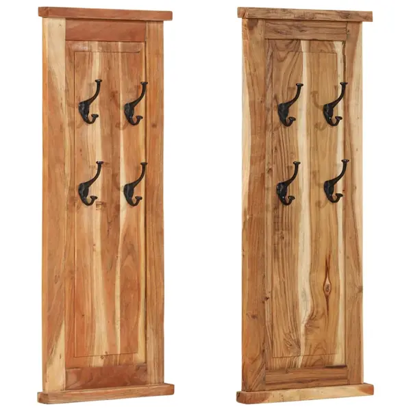 Gossi cuiere de haine, 2 buc., 38x100 cm, lemn masiv de acacia