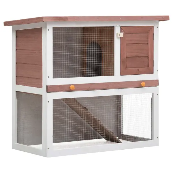 Gossi cusca de iepuri pentru exterior, 1 usa, maro, lemn
