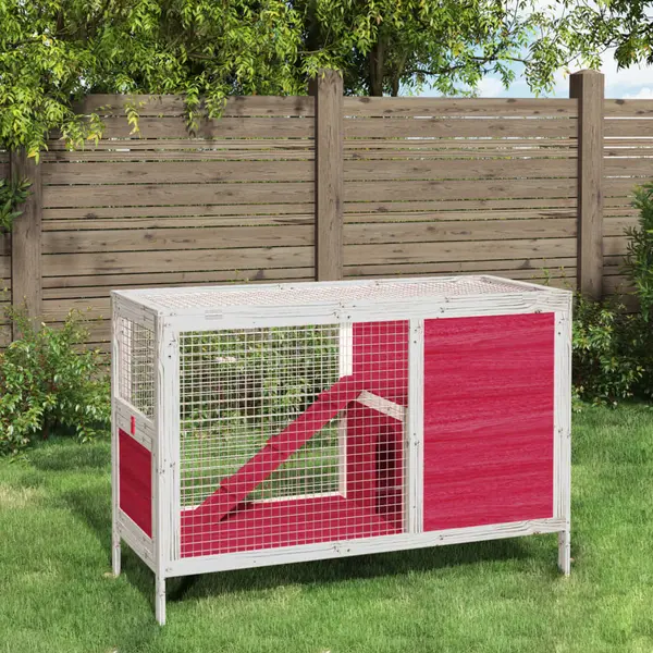 Gossi cusca pentru iepuri rosu 103x44x69,5 cm lemn masiv de pin