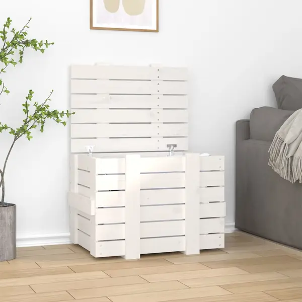 Gossi cutie de depozitare, alb, 58x40,5x42 cm, lemn masiv de pin