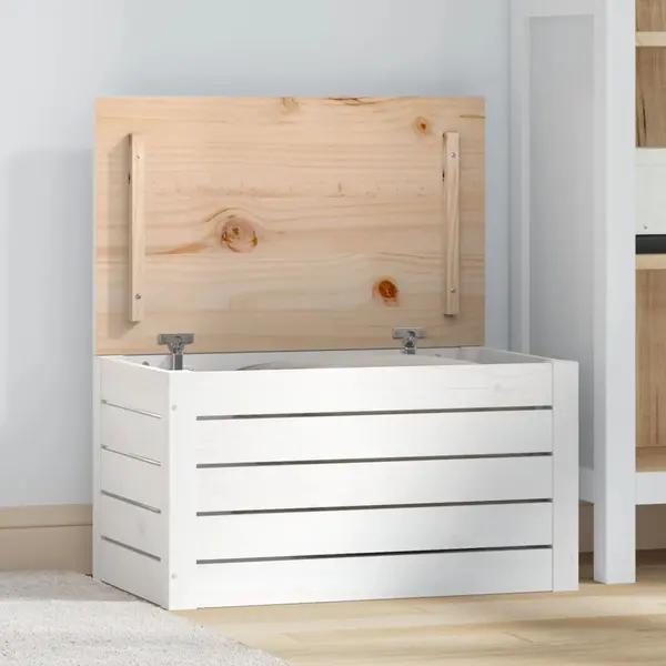 Gossi cutie de depozitare, alb, 59,5x36,5x33 cm, lemn masiv de pin