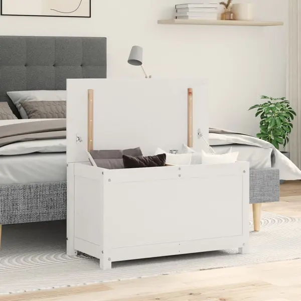Gossi cutie de depozitare, alb, 80x40x45,5 cm, lemn masiv de pin