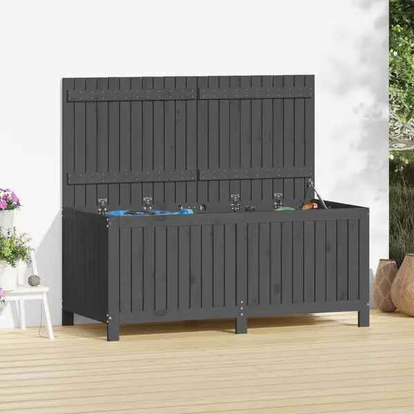Gossi cutie de depozitare gradina, gri, 147x68x64 cm, lemn masiv pin