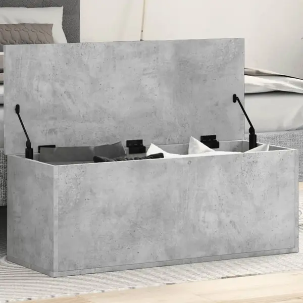 Gossi cutie de depozitare, gri beton, 90x35x35 cm, lemn prelucrat