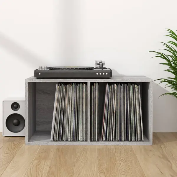 Gossi cutie de depozitare viniluri, gri sonoma, 71x34x36 cm, lemn