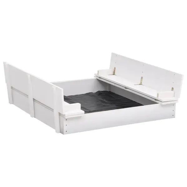 Gossi cutie de nisip, alb, 95 x 90 x 15 cm, lemn de brad