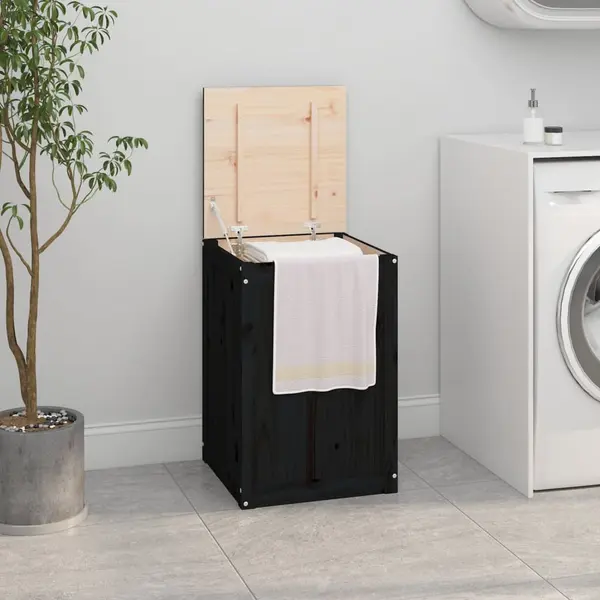 Gossi cutie de rufe, negru, 44x44x66 cm, lemn masiv de pin