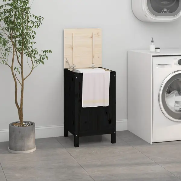 Gossi cutie de rufe, negru, 44x44x76 cm, lemn masiv de pin