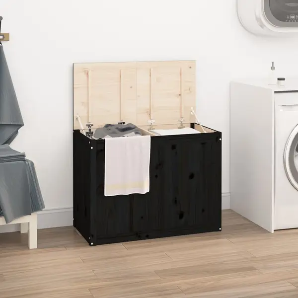 Gossi cutie de rufe, negru, 88,5x44x66 cm, lemn masiv de pin