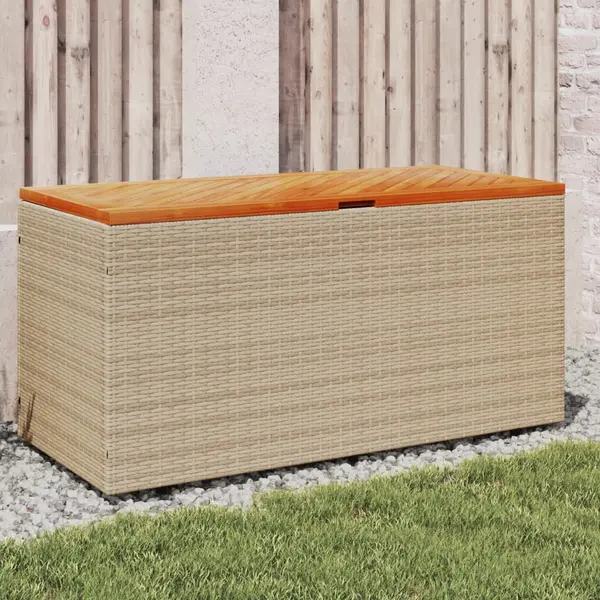 Gossi cutie depozitare gradina bej 110x50x54 cm lemn acacia poliratan