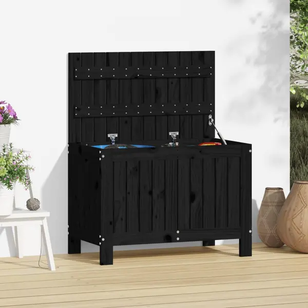 Gossi cutie depozitare gradina, negru, 76x42,5x54 cm, lemn masiv pin